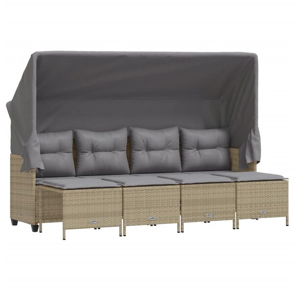 vidaXL Salon de jardin avec coussins 5 pcs beige r&eacute;sine tress&eacute;e