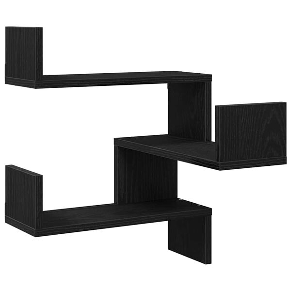 vidaXL &Eacute;tag&egrave;re Murale avec &eacute;tag&egrave;re 2 pcs Ch&ecirc;ne noir 40 x 40 x 49,5 cm
