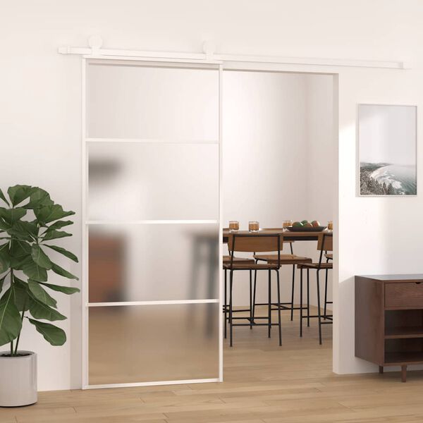 vidaXL Porte coulissante Verre ESG d&eacute;poli et aluminium 90x205 cm Blanc