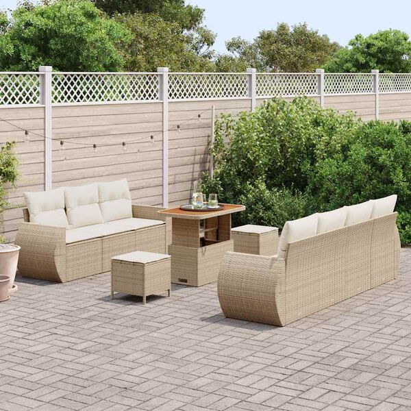 vidaXL Ensemble de canapé de jardin 10 pcs Beige polyrotin