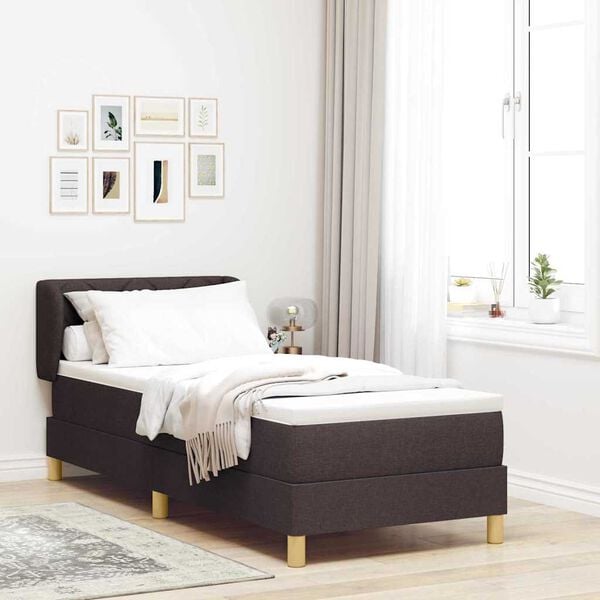 vidaXL Lit &agrave; ressorts avec matelas Marron fonc&eacute; 80 x 200 cm tissu