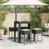 vidaXL Ensemble de bar de jardin 5 pcs avec coussins noir poly rotin