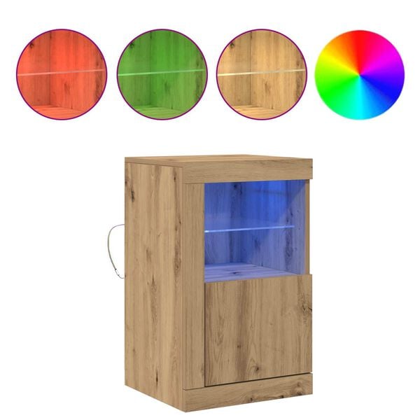 vidaXL Buffet LED Ch&ecirc;ne artisanal 41 x 37 x 67 cm Bois d'ing&eacute;nierie