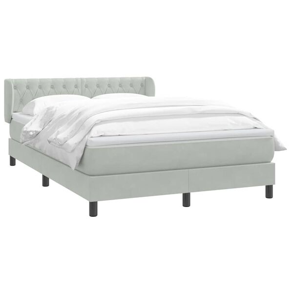 vidaXL Sommier &agrave; lattes de lit et matelas gris clair 140x220cm velours
