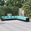 vidaXL Salon de jardin 9 pcs avec coussins R&eacute;sine tress&eacute;e Noir