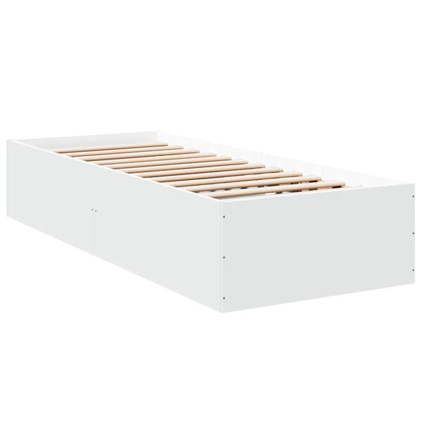 vidaXL Cadre de lit sans matelas blanc 75x190 cm bois d'ing&eacute;nierie