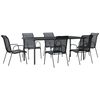 vidaXL Ensemble &agrave; manger de jardin 7 pcs noir textil&egrave;ne et acier