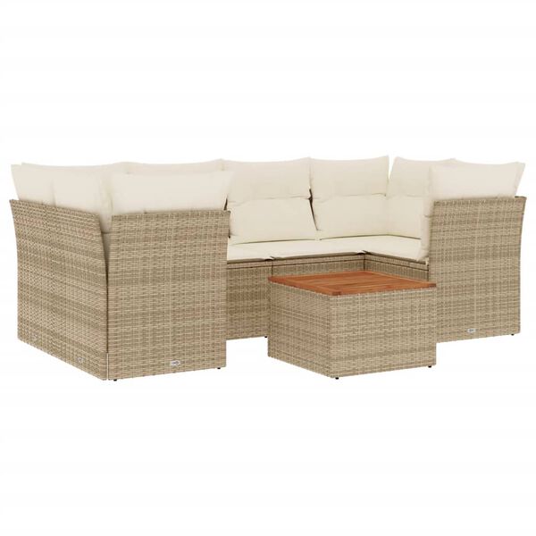 vidaXL Salon de jardin avec coussins 7 pcs beige r&eacute;sine tress&eacute;e