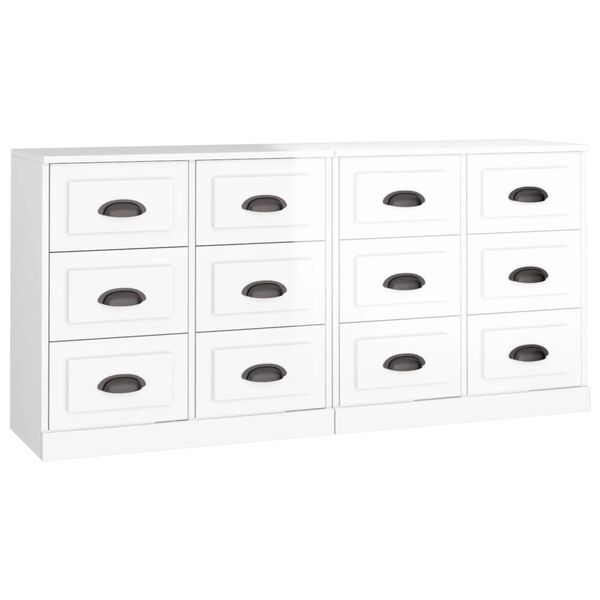 vidaXL Buffets 2 pcs blanc brillant bois d'ingénierie