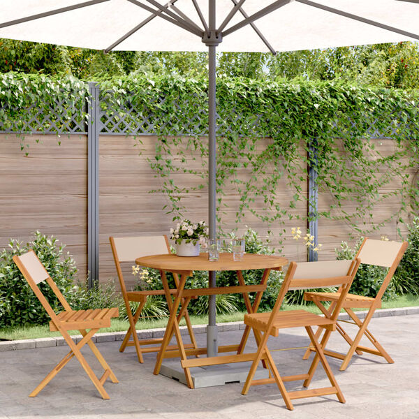 vidaXL Ensemble &agrave; manger de jardin 5 pcs beige tissu et bois massif