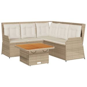 vidaXL Salon de jardin avec coussins 4 pcs beige r&eacute;sine tress&eacute;e