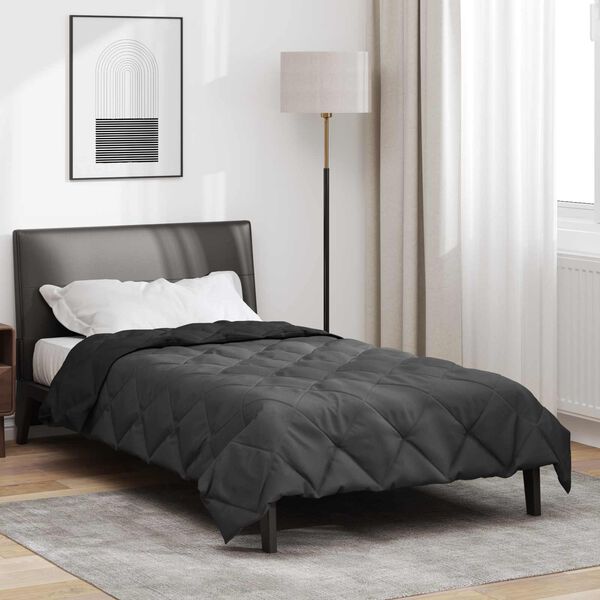 vidaXL Duvet d'&eacute;t&eacute; simple Noir et anthracite 200 x 140 cm Microfibre