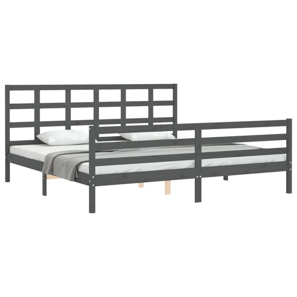 vidaXL Cadre de lit sans matelas gris 200x200 cm bois massif