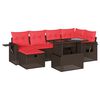 vidaXL Ensemble de canap&eacute; de jardin 7 pcs avec coussins marron r&eacute;sine tress&eacute;e