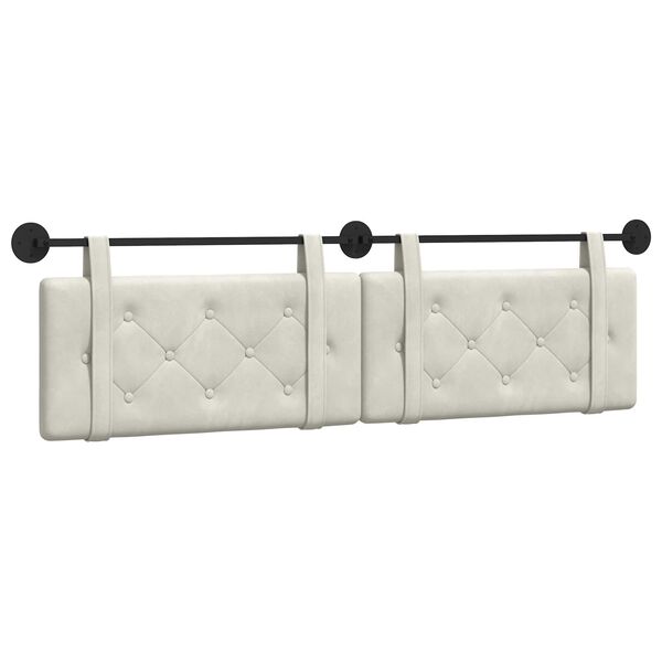 vidaXL T&ecirc;te de lit suspendue Cr&egrave;me 190 x 55 x 5 cm Velours