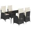 vidaXL Ensemble &agrave; manger de jardin coussins 5pcs Noir R&eacute;sine tress&eacute;e