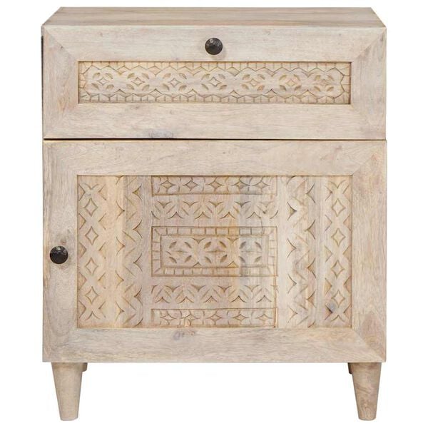 vidaXL Cabinet de chevet Beige 50 x 33 x 60 cm Bois d'acacia massif