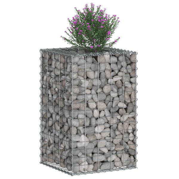 vidaXL Lit sur&eacute;lev&eacute; gabion Argent&eacute; 50 x 50 x 80 cm Acier galvanis&eacute;