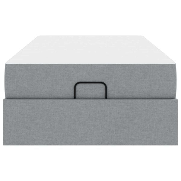 vidaXL Cadre de lit avec matelas avec matelas 2 pcs Gris clair tissu