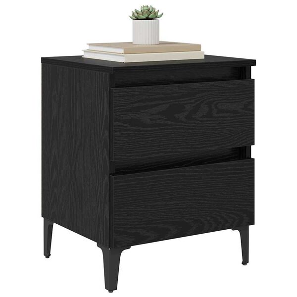 vidaXL Cabinet de chevet 2 pcs Ch&ecirc;ne noir 40 x 35 x 50 cm