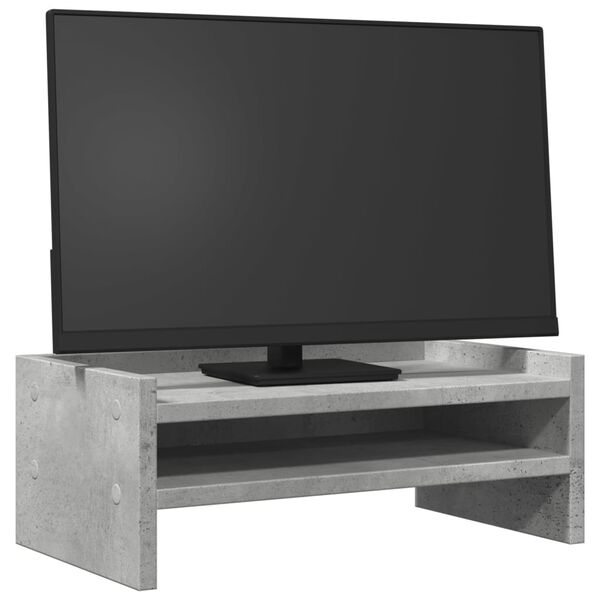 vidaXL Support de moniteur gris b&eacute;ton 42x24x16 cm bois d'ing&eacute;nierie