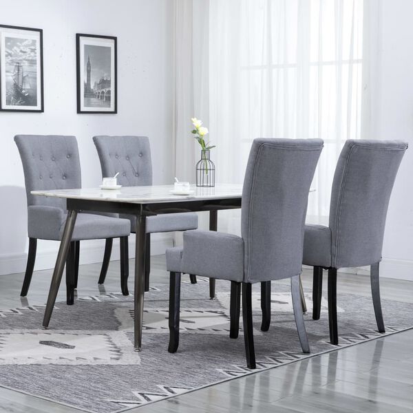 vidaXL Chaises à manger avec accoudoirs lot de 4 gris clair tissu