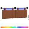 vidaXL T&ecirc;te de lit suspendue Avec lumi&egrave;re LED Marron PU antique