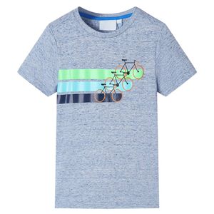 T-shirt pour enfants avec manches courtes m&eacute;lange bleu 116
