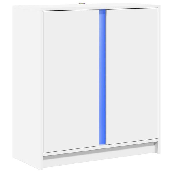 vidaXL Buffet avec LED blanc 77x34x85 cm bois d'ing&eacute;nierie