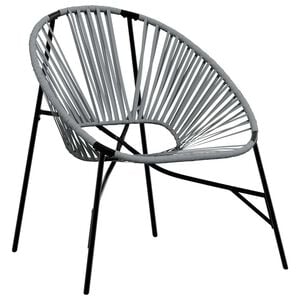 vidaXL Chaise &oelig;uf de jardin noir et gris clair r&eacute;sine tress&eacute;e