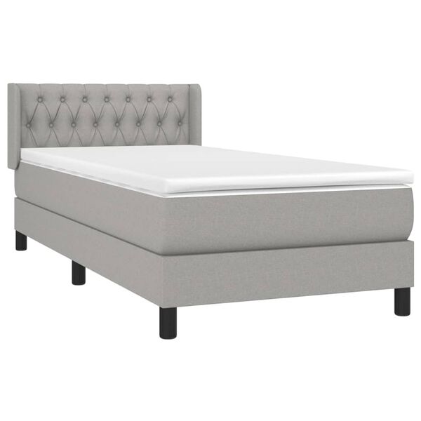 vidaXL Sommier &agrave; lattes de lit et matelas Gris clair 90x190 cm Tissu