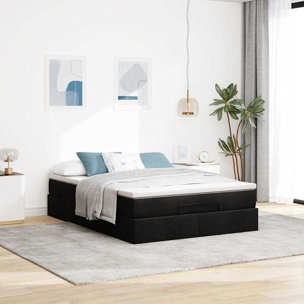 VidaXL Cadre de lit ottoman avec matelas noir 140x200 cm similicuir