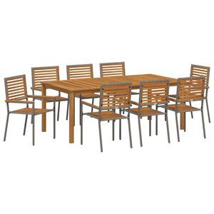 vidaXL Ensemble de salle &agrave; manger pour jardin 9 pcs Gris