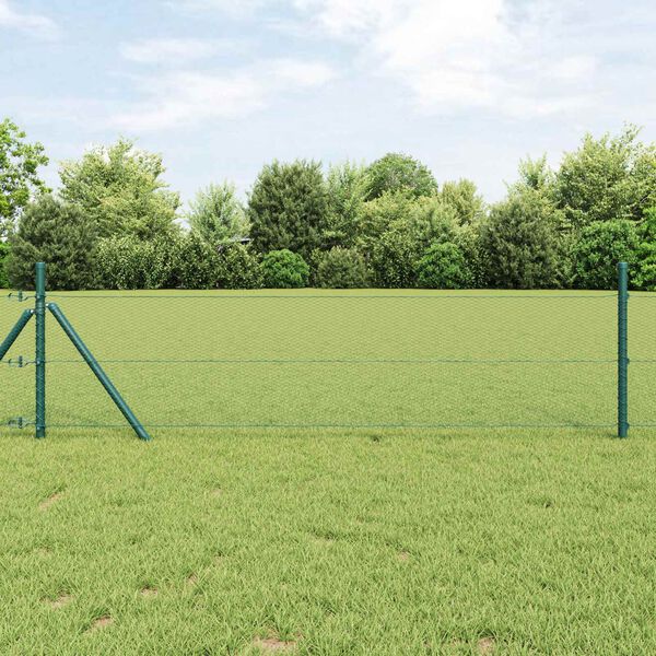 vidaXL Cl&ocirc;ture hexagonale Vert 1,4 x 10 m PVC