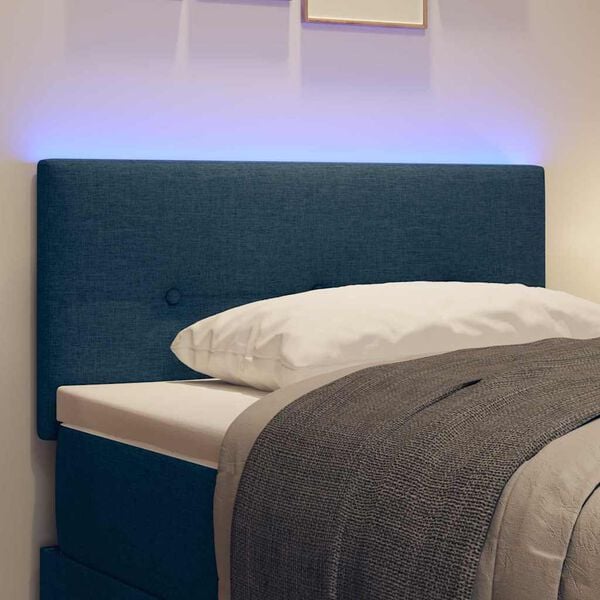 vidaXL T&ecirc;te de lit LED avec des lumi&egrave;res &agrave; LED Bleu 90 cm Polyester