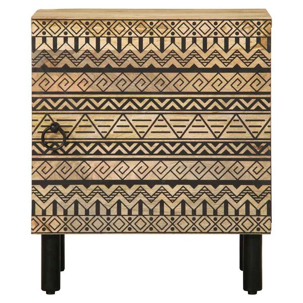 vidaXL Table de chevet noir 40x33,5x46 cm bois de manguier massif brut