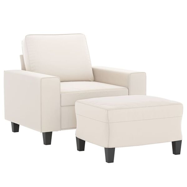 vidaXL Fauteuil avec repose-pied Beige 60 cm Tissu microfibre