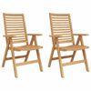 vidaXL Chaise 2 pc Marron Bois de teck massif Convertible