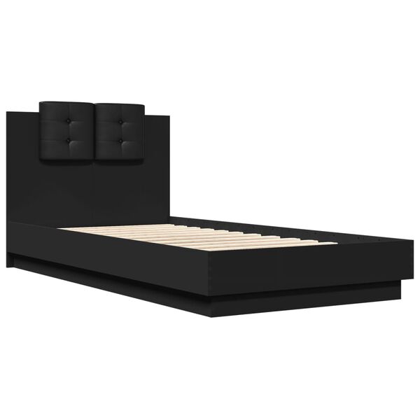 vidaXL Cadre de lit avec LED sans matelas noir 75x190 cm