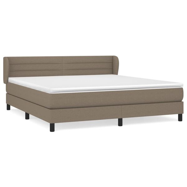 vidaXL Sommier &agrave; lattes de lit avec matelas Taupe 160x200 cm Tissu