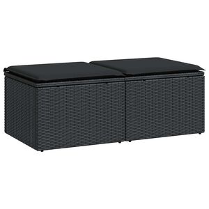 vidaXL Salon de jardin avec coussins 2 pcs noir r&eacute;sine tress&eacute;e acacia