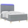 vidaXL Lit &agrave; ressort LED avec matelas Gris clair 140 x 200 cm tissu