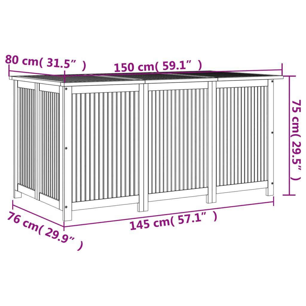vidaXL Boîte de rangement de jardin 150x80x75 cm bois massif d'acacia