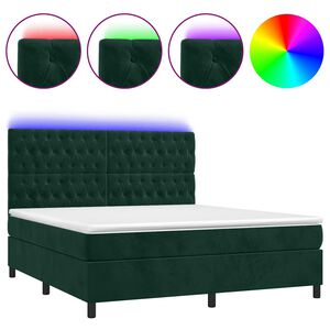 vidaXL Sommier &agrave; lattes de lit matelas et LED Vert fonc&eacute; 180x200 cm