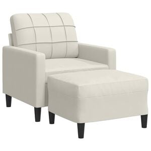 vidaXL Fauteuil avec repose-pied Cr&egrave;me 60 cm Velours