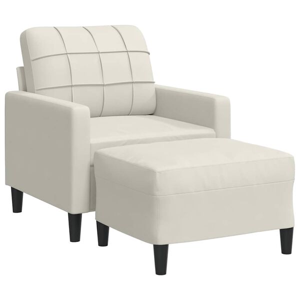 vidaXL Fauteuil avec repose-pied Crème 60 cm Velours