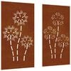 vidaXL D&eacute;corations murales de jardin 2pcs 105x55 cm design de fleur