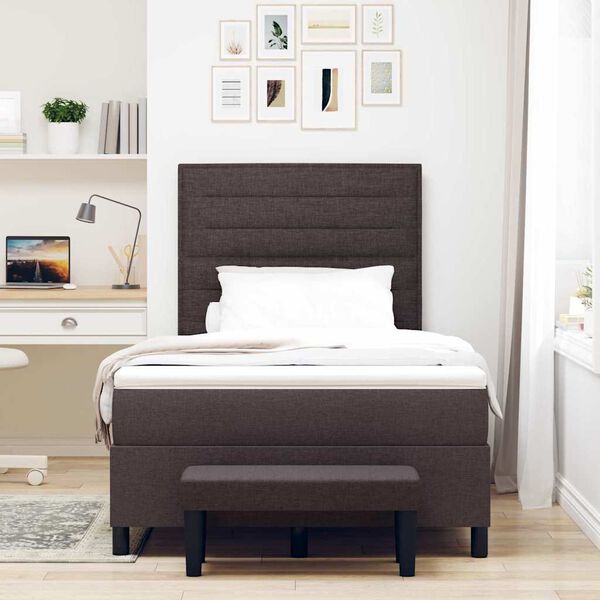 vidaXL Lit &agrave; ressorts avec matelas Marron fonc&eacute; 120 x 190 cm tissu