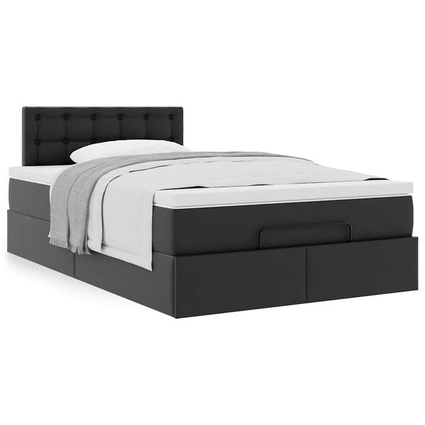 vidaXL Cadre de lit ottoman avec matelas noir 120x190 cm similicuir