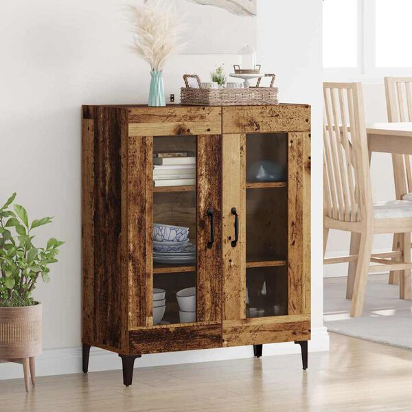 vidaXL Buffet Bois Ancien 69,5 x 34 x 90 cm Bois d'ing&eacute;nierie et fer